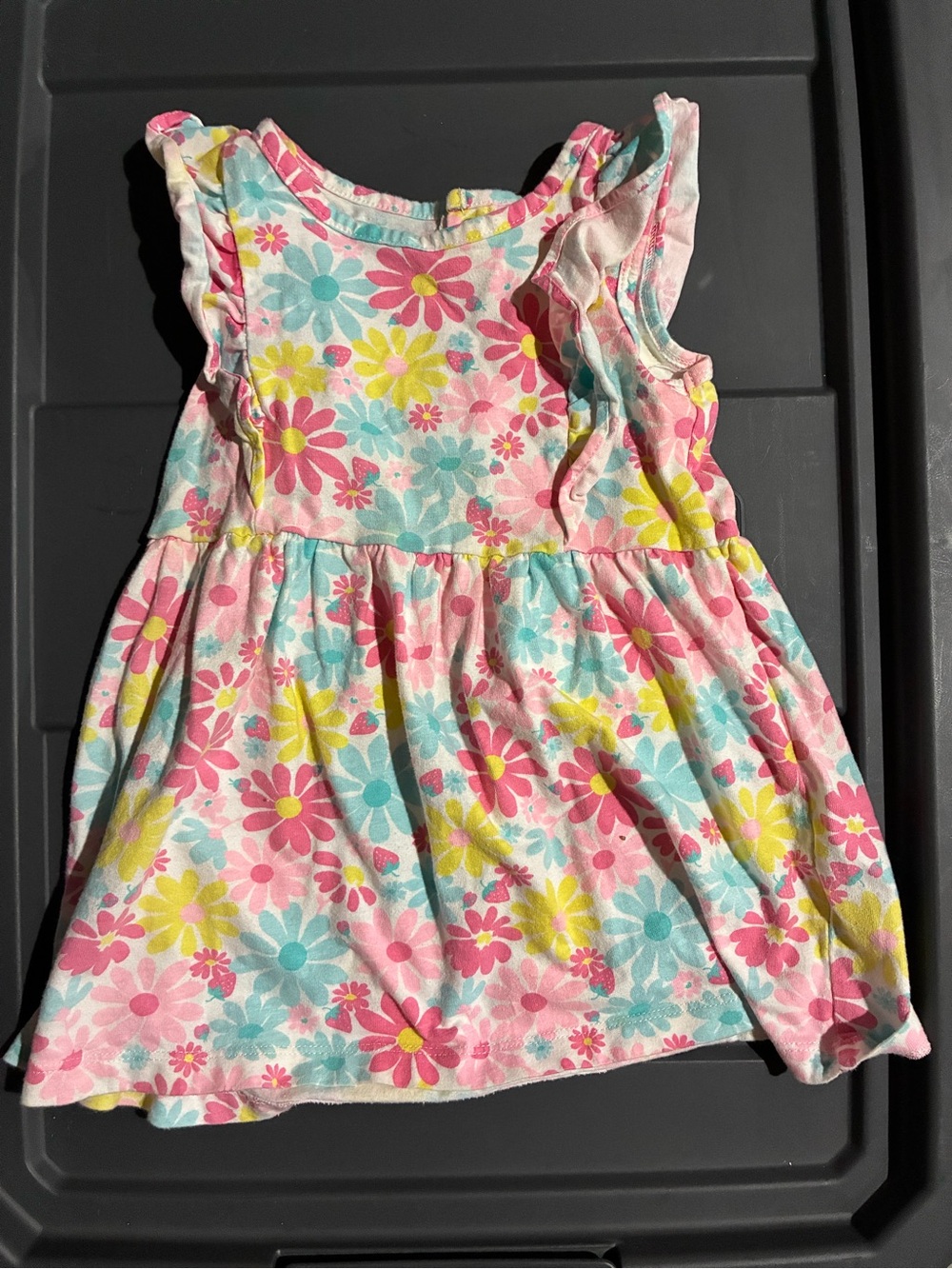 Carter's Floral Ruffle Sleeve Dress - Pink, Blue & Yellow
